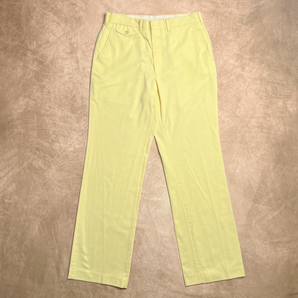 Vintage 70s Pastel Yellow Pants Boot Cut Flare Retro Disco Eclectic Grandpa